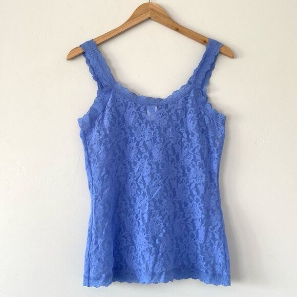 Hanky Panky Lavender Blue Fitted Full-Lace Tank Top sz L Feminine Sexy NWOT - Picture 2 of 7